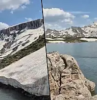 Siirt'te Eriyen Karlar Karagöl'ü Doldurdu, Ortaya Eşsiz Manzara Çıktı