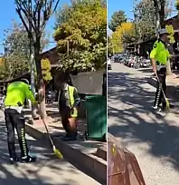 Siirt'te Polis Engelli Temizlik Görevlisine Yardım Etti! O Anlar Sosyal Medyada Büyük Beğeni Topladı