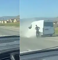 Siirt'te Seyir Halindeki Minibüs Yandı