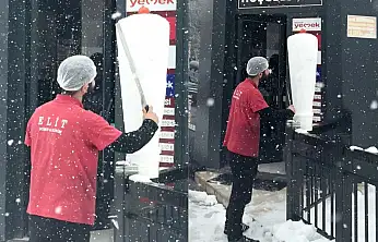 Bu da oldu: Siirtli dönerci kardan adam yerine kardan döner yaptı