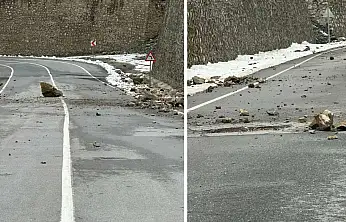 Siirt Pervari–Hizan hattında kaya parçaları yola düştü