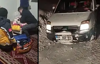 Siirt Şirvan'da yolda mahsur kalan aile kurtarıldı, yeni doğan bebek hastaneye ulaştırıldı