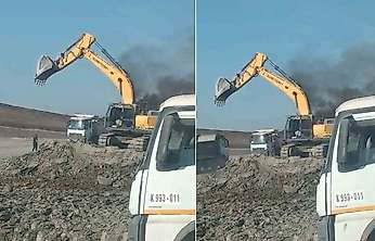 Siirt'te Demir Yolu İnşaatında İş Makinesi Alevlere Teslim Oldu