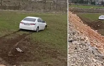 Siirt'te kontrolden çıkan otomobil tarlaya girdi