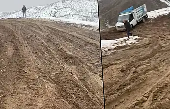 Siirt'te köy yolu çamura teslim: Köylüler hayvan yemi taşıyamıyor