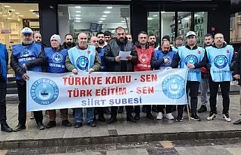 Siirt'te Türkiye Kamu-Sen ve Türk Eğitim-Sen'den ortak basın açıklaması: 'İnsanca yaşam, adil ücret istiyoruz'
