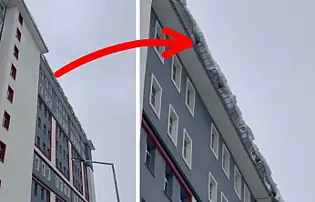 Siirt'te yoğun kar yeni yapılan KYK yurdunun saçaklarını yamulttu