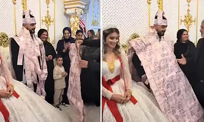 Yok böyle düğün! Komşu ilimizde damada, servet giydirdiler