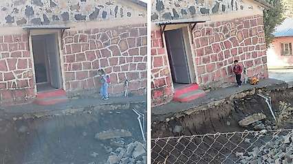 Siirt Baykan'da Anaokulu Merdiven Duvarı Çöktü: Öğrenciler Tedirgin