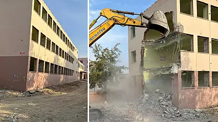 Siirt'te Fatih İlkokulu'nun Yıkımına Başlandı