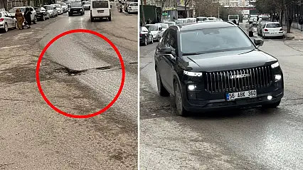 Siirt'te Yoğun Kullanılan Kavşakta Oluşan Çukur Tehlike Saçıyor