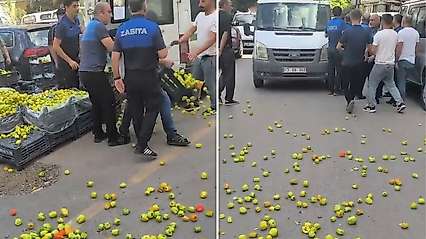 Siirt'te Zabıta Denetiminde Gerginlik: Ürünlerini Yola Döktü