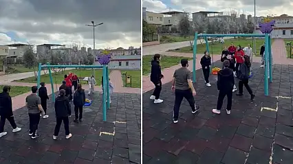 Siirtli genç sporcular için salıncak file oldu, park voleybol sahası