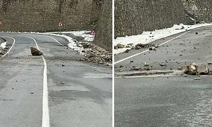 Siirt Pervari–Hizan hattında kaya parçaları yola düştü