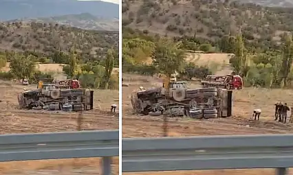 Siirt'te Asfalt Yüklü Kamyon Şarampole Devrildi: 1 Yaralı