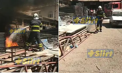Siirt'te Demir Doğrama Atölyesinde Yangın