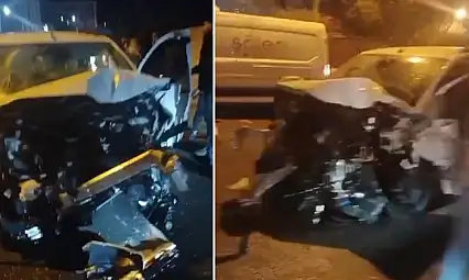 Siirt'te gece yarısı meydana gelen kazada otomobil hurdaya döndü