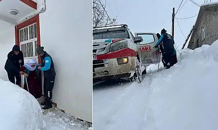 Siirt'te Kar Engeline UMKE Müdahalesi: Diyaliz Hastası Yaşlı Kadın Hastaneye Ulaştırıldı