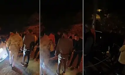 Siirt'te Yoldan Çıkan Araç Köylülerin Yardımıyla Kurtarıldı