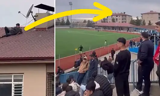 Siirt Amatör Ligi maçında ilginç anlar: Maçı çatıdan izledi