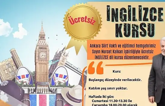 Ankara Siirt Vakfı'ndan Ücretsiz İngilizce Kursu