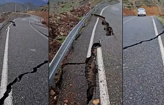 Siirt'te yol çöktü