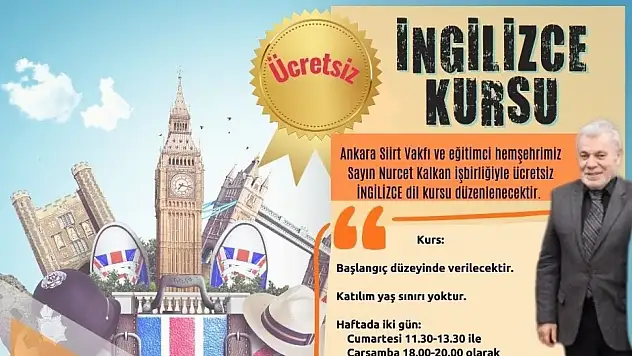 Ankara Siirt Vakfı'ndan Ücretsiz İngilizce Kursu