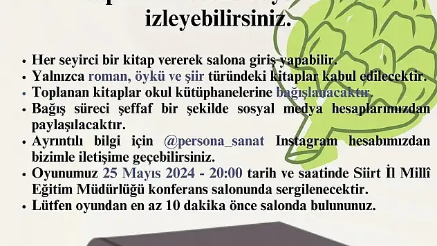 Bir Kitap Bağışla, Bir Tiyatro İzle: Persona Sanat Topluluğundan Örnek Uygulama