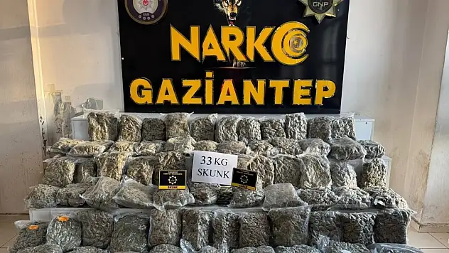 Gaziantep'te 34 kilo uyuşturucu ele geçirildi: 1 tutuklama