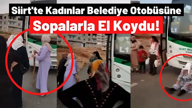 KADINLAR BELEDİYE OTOBÜSÜNE SOPALARLA EL KOYDU!