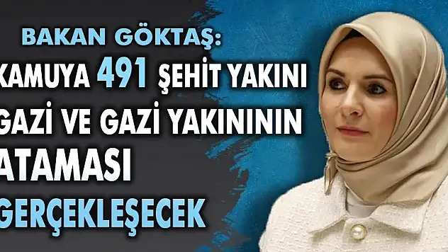 Kamuya 491 Şehit Yakını, Gazi ve Gazi Yakınının Ataması Yapılacak