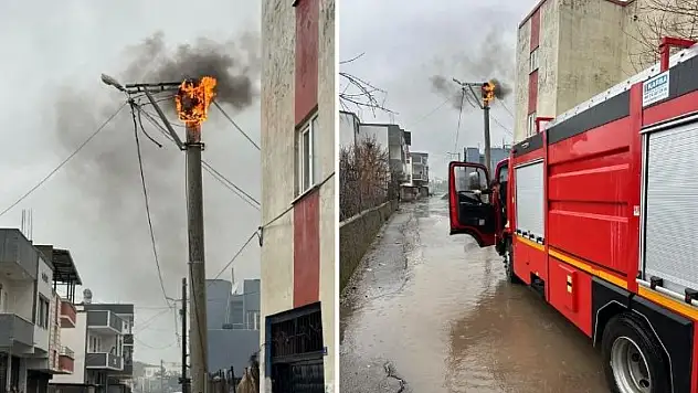 Kurtalan'da Elektrik Direğinde Çıkan Yangın Korkuttu
