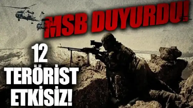 MSB'den Flaş Açıklama: 12 Terörist Etkisiz Hale Getirildi