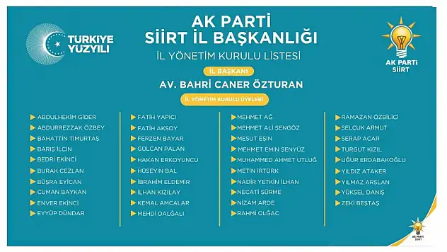 Siirt AK Parti'de Yeni İl Yönetimi Belli Oldu!