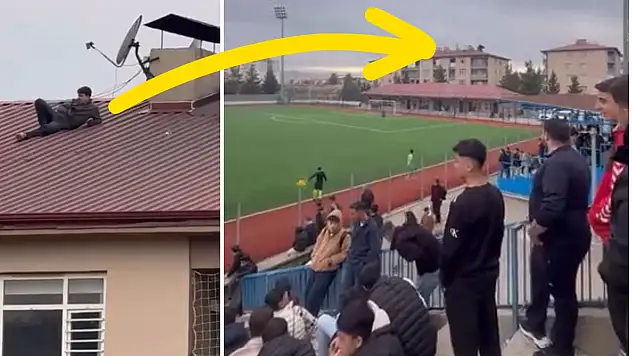 Siirt Amatör Ligi maçında ilginç anlar: Maçı çatıdan izledi
