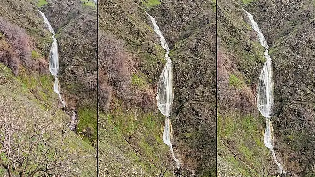 Siirt Baykan'da doğa uyandı: Eriyen kar suları şelaleye dönüştü
