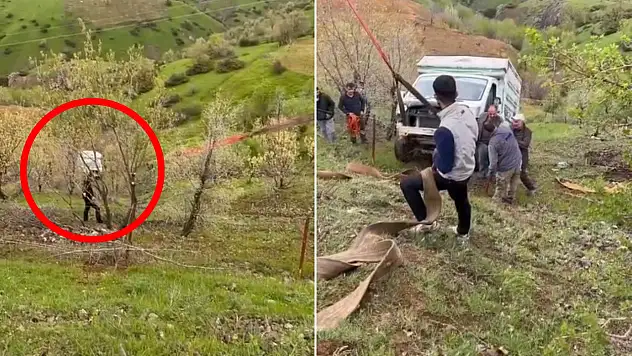 Siirt Baykan'da El Freni Çekilmeyen Kamyonet Uçuruma Yuvarlandı