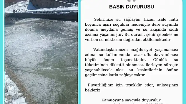 Siirt Belediyesi SİSKİ Müdürlüğü'nden Basın Duyurusu