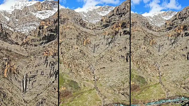Siirt-Bitlis Sınırında Büyüleyici Doğa Manzarası: Tandır Dağı'nda Şelaleler Oluştu