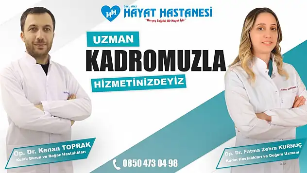 Siirt Hayat Hastanesi 2 Başarılı Uzman Hekimi Kadrosuna Kattı