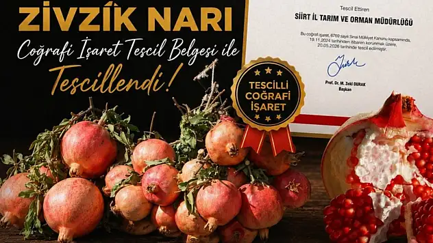 Siirt'in Ünlü ''Zivzik Narı''na Coğrafi İşaret Tescili