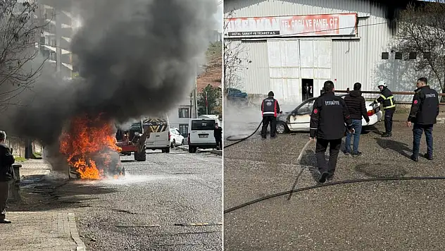 Siirt Küçük Sanayi Sitesi'nde alevler aracı kısa sürede sardı: Araç kullanılamaz hale geldi