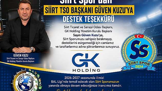 Siirt Spor'dan Güven Kuzu'ya Destek Teşekkürü