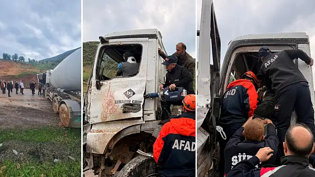 Siirt'te Beton Mikseri Kaza Yaptı: Sürücü Araçta Sıkıştı