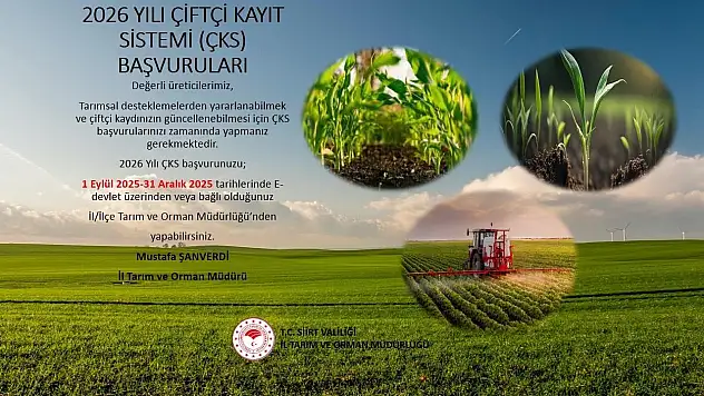 Siirt'te Çiftçilere Önemli Uyarı: 2026 ÇKS Başvuruları Başladı