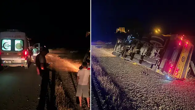 Siirt'te direksiyon başında uyuyan kamyon sürücüsü devrilen araçla yaralandı
