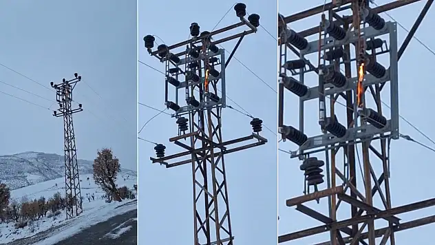 Siirt'te elektrik direği alev aldı, vatandaşlar endişeli