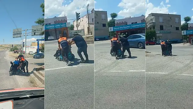 Siirt'te Engelli Vatandaş Yolun Karşısına Geçemedi, Karayolları İşçileri Yardım Etti