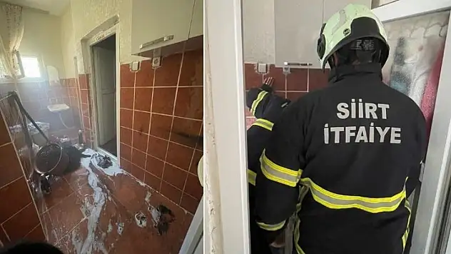 Siirt'te Evde Çamaşır Makinesi Alev Aldı