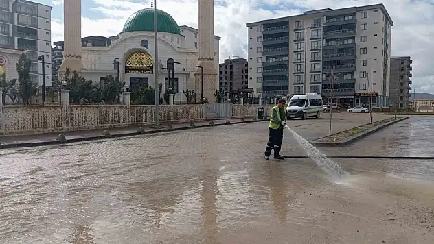 Siirt'te kaldırım ve caddeler yıkanarak dezenfekte edildi